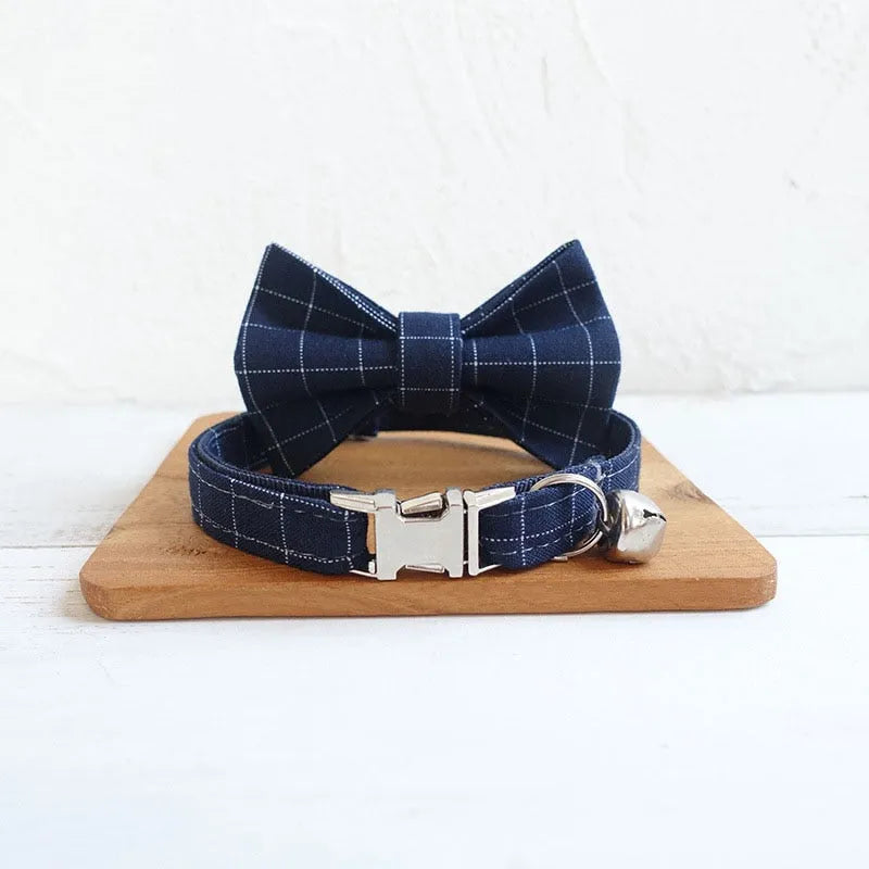 collar de lujo personalizado azul marino | Chic et Chat