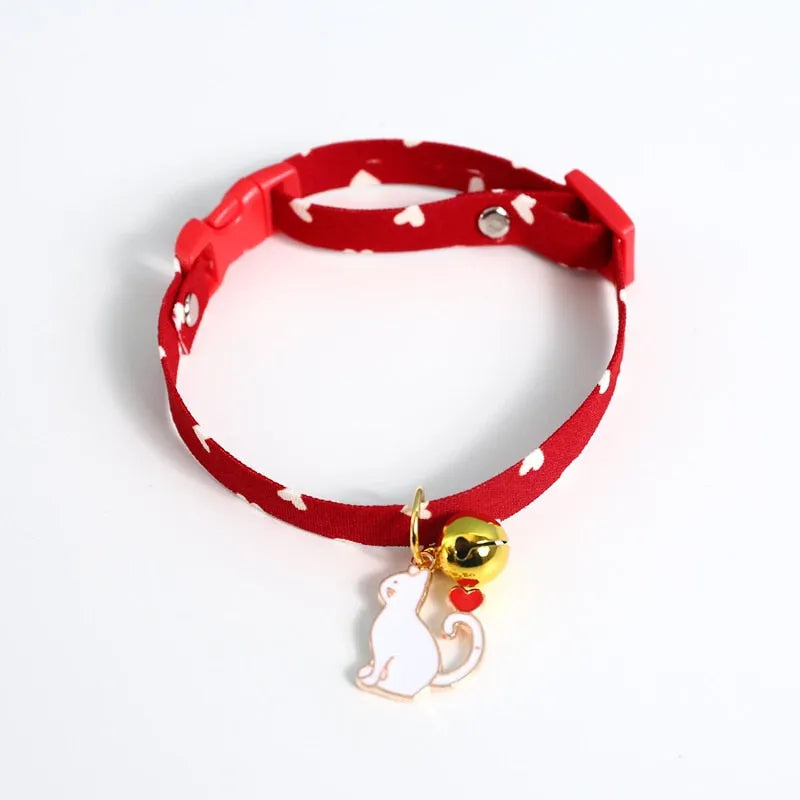 Collier pour chat coeur rouge