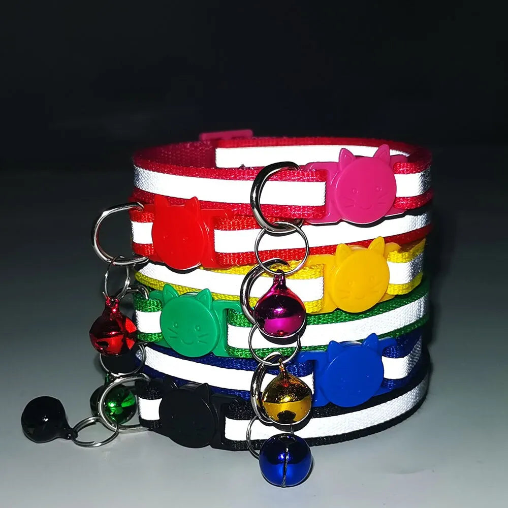 Reflective Cat Collar with Bell - pink | Chic et Chat