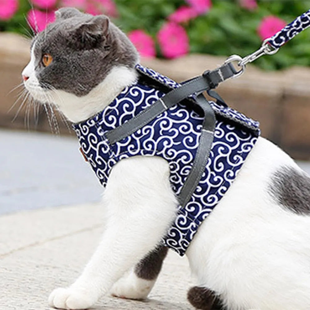 arnés para gato japonés azul | Chic et Chat