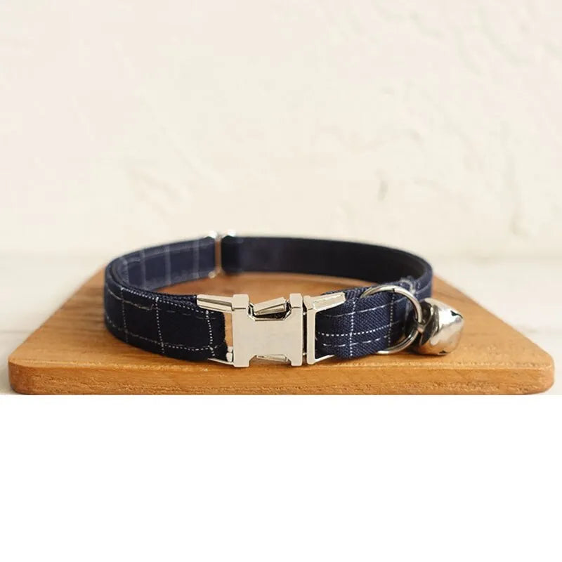 collar de lujo personalizado azul marino grabado | Chic et Chat