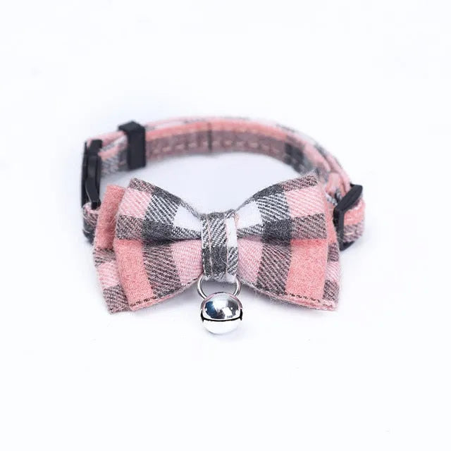 Collier noeud papillon pour chat rose