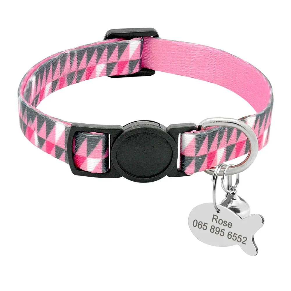 Personalisierbares Katzenhalsband mit Katzenmarke in Rosa | Chic et Chat