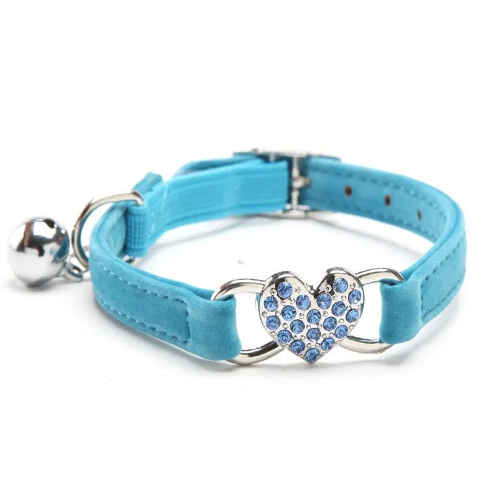 collar de corazón para gato azul cielo | Chic et Chat