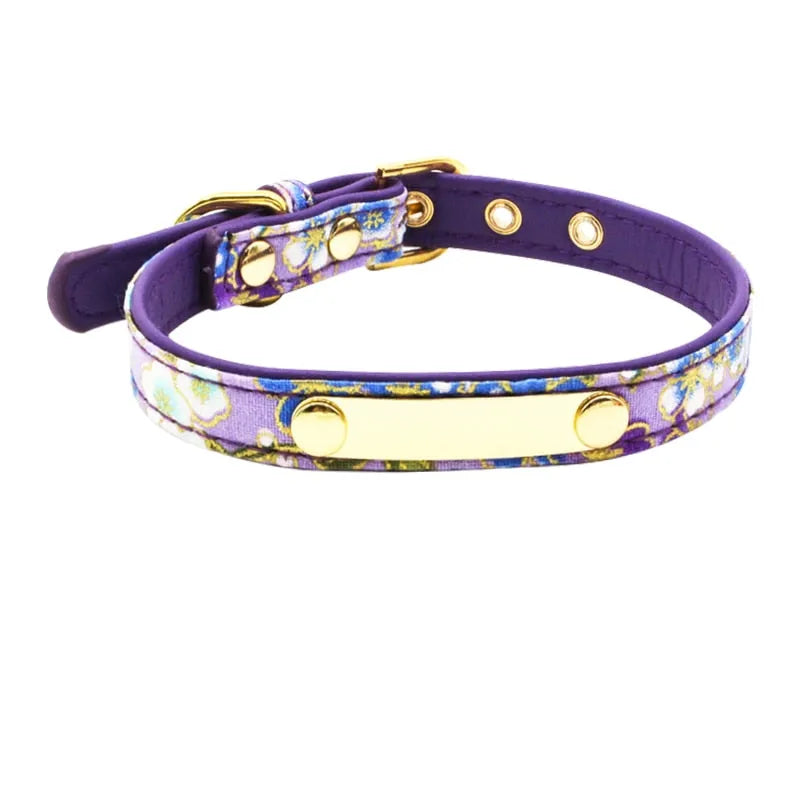 collier personnalisable chats et chiens violet