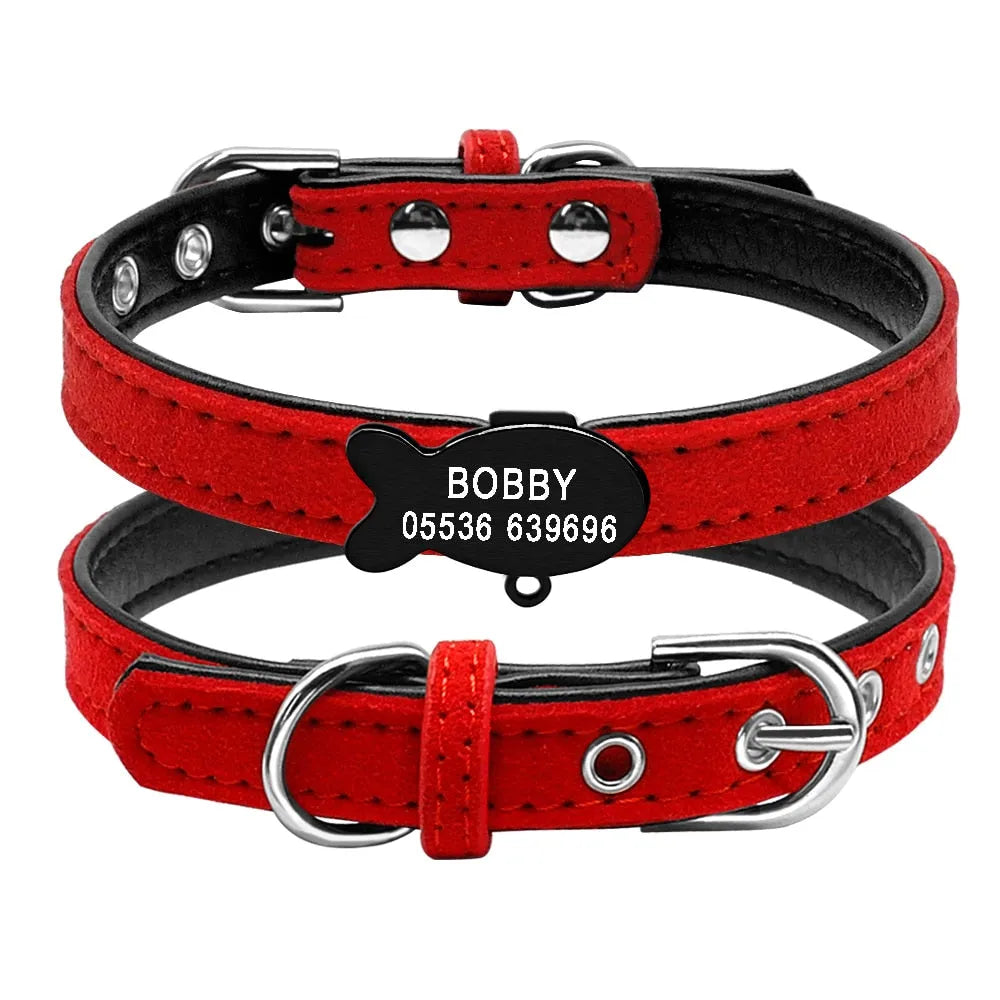 Rotes Katzenhalsband personalisiert mit Fisch | Chic et Chat