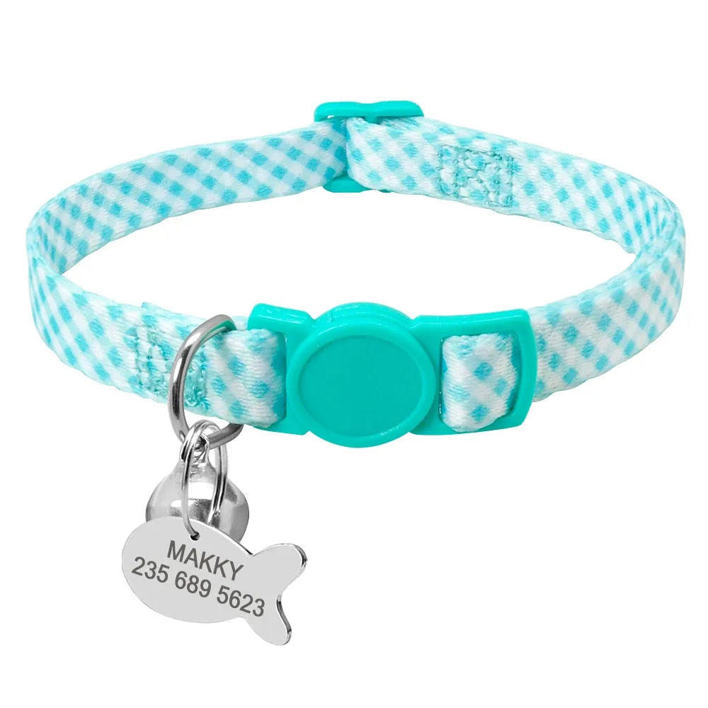 Personalisierbares Katzenhalsband mit Katzenmarke in Himmelblau | Chic et Chat