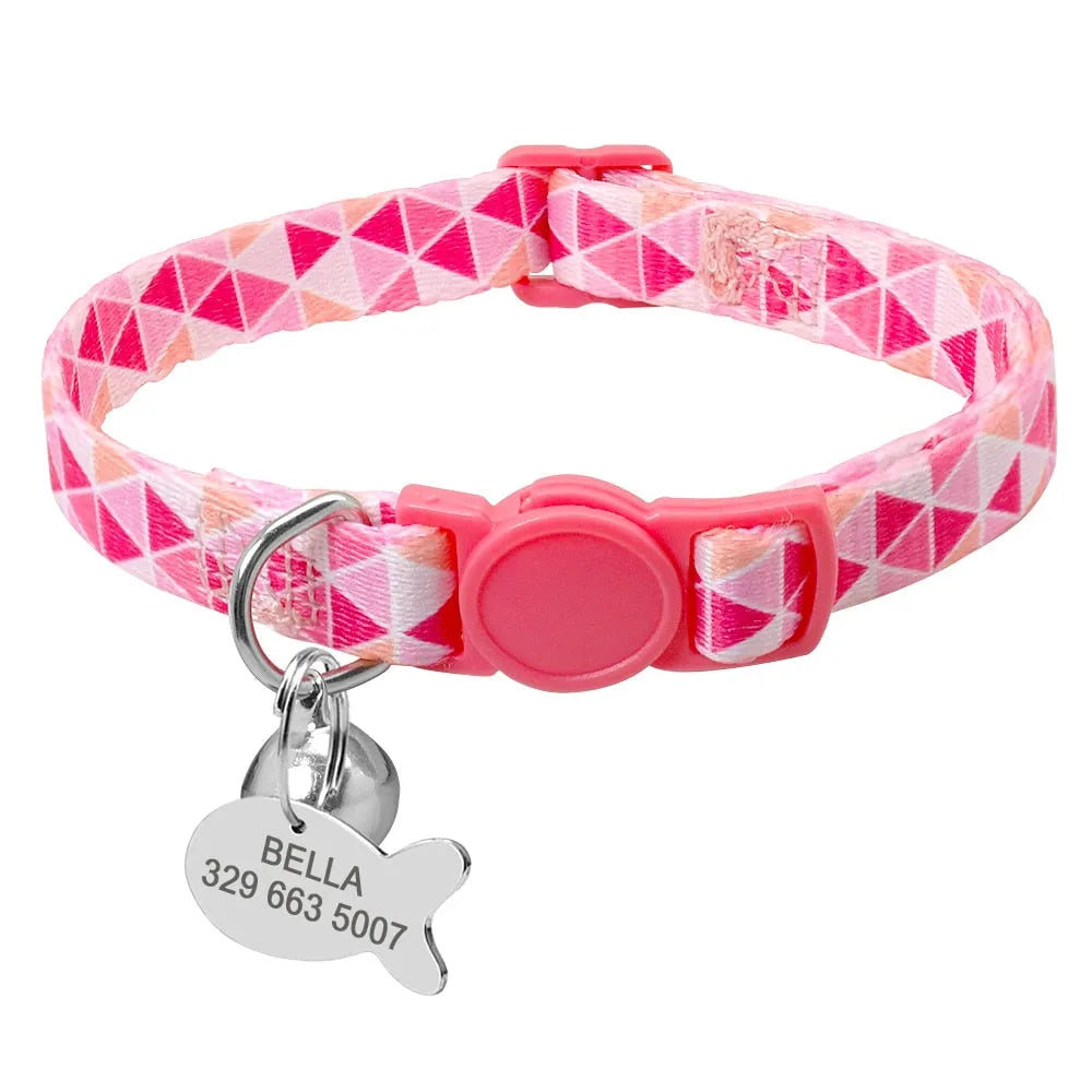 Personalisierbares Katzenhalsband mit Katzenmarke in Rosa | Chic et Chat