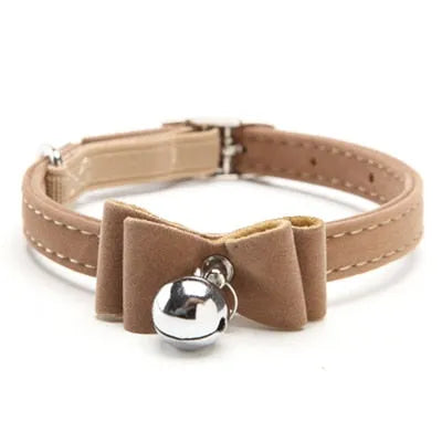 Collier pour chat noeud papillon beige