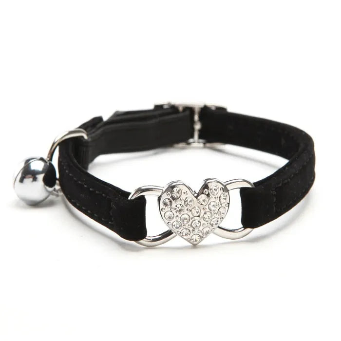 collier noir pour chat coeur