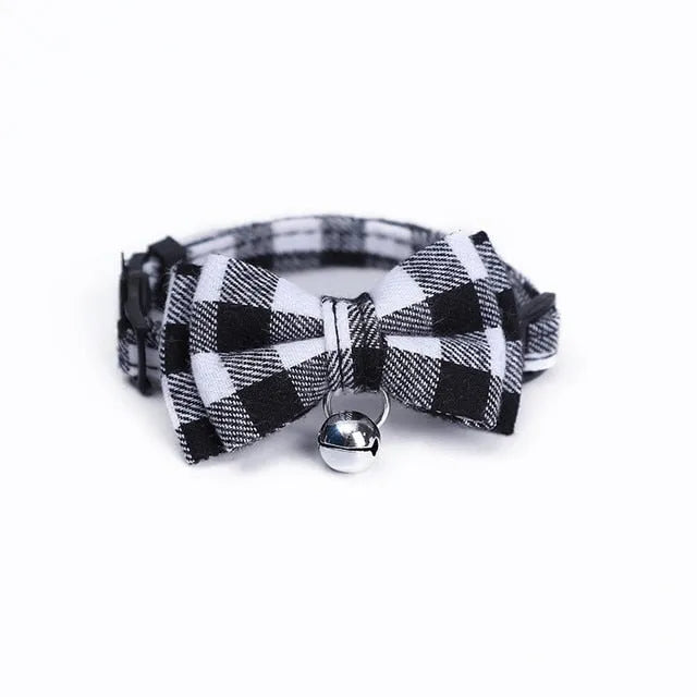 Collier noeud papillon pour chat noir et blanc