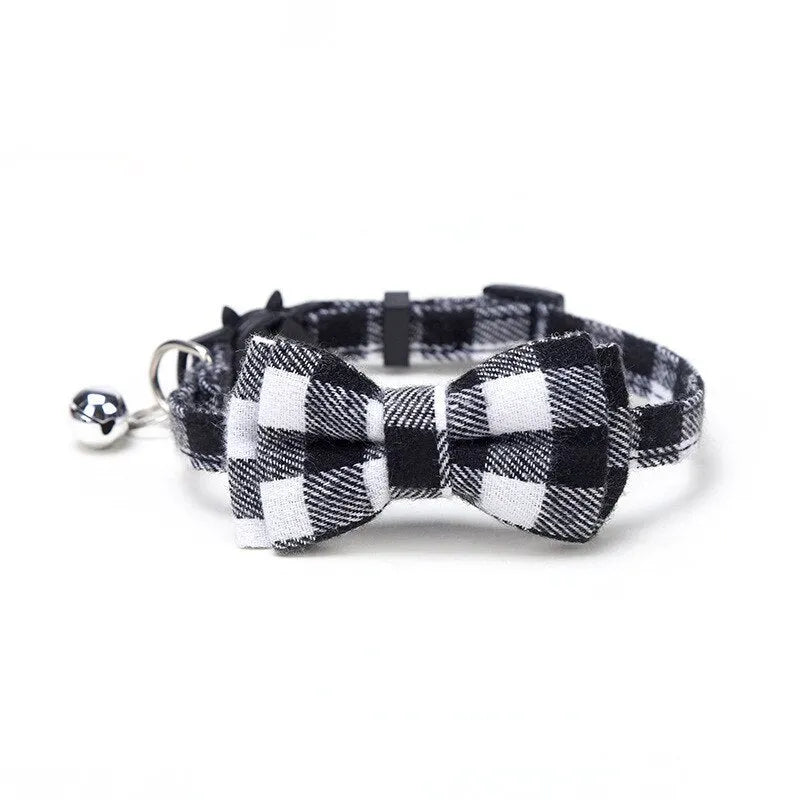 Collier noeud papillon pour chat noir blanc 2