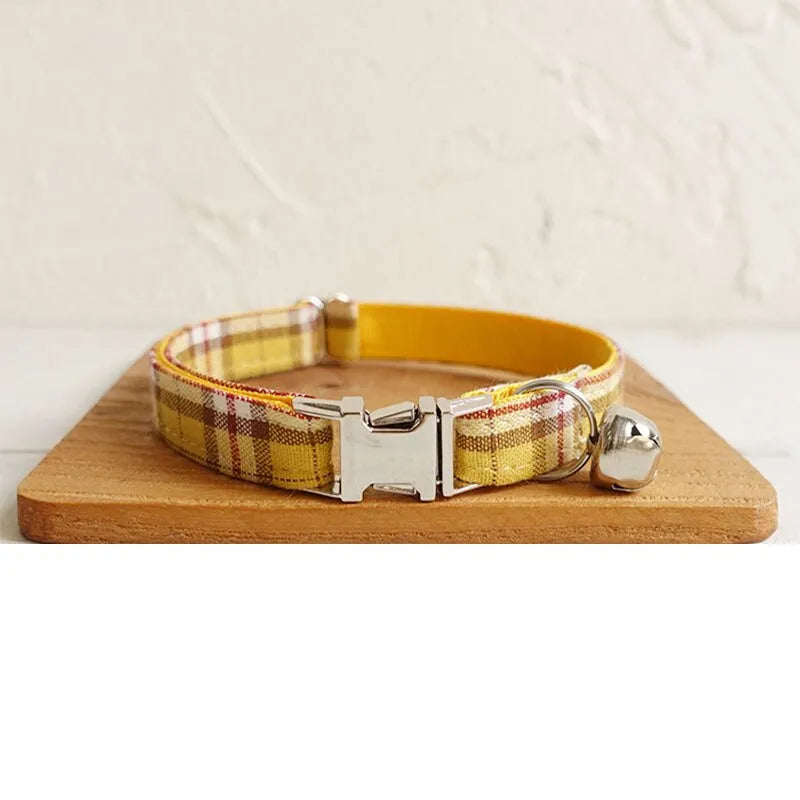 collar de lujo personalizado amarillo de cuadros | Chic et Chat