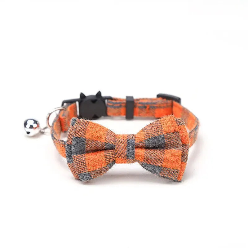 Collier noeud papillon pour chat orange gris