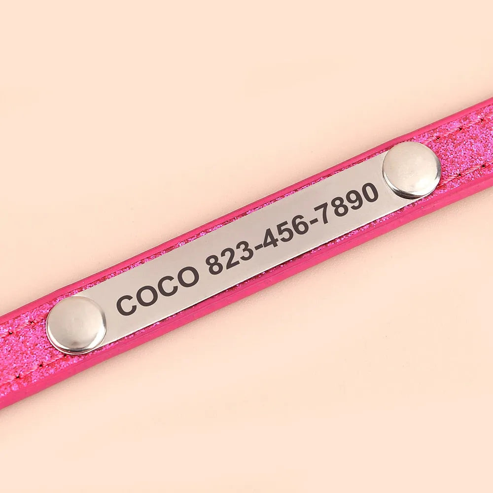 collier pour chat personnalisé rose brillant | Chic et Chat