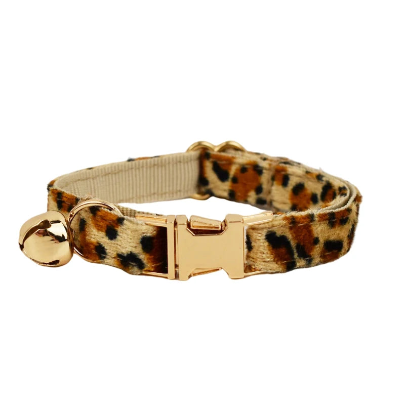 Collier de Noël en velours à personnaliser léopard