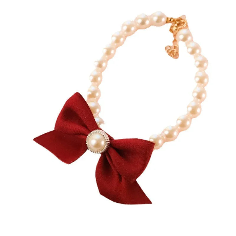 Collier de perles pour chat à noeud présentation