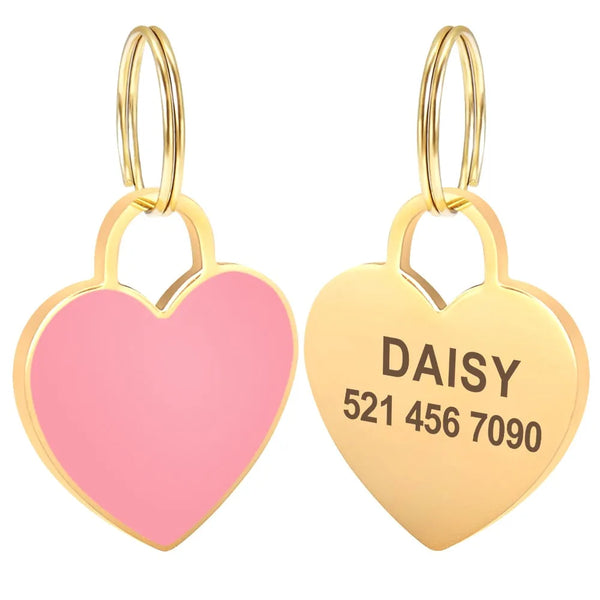 Personalized Heart Cat ID Tag