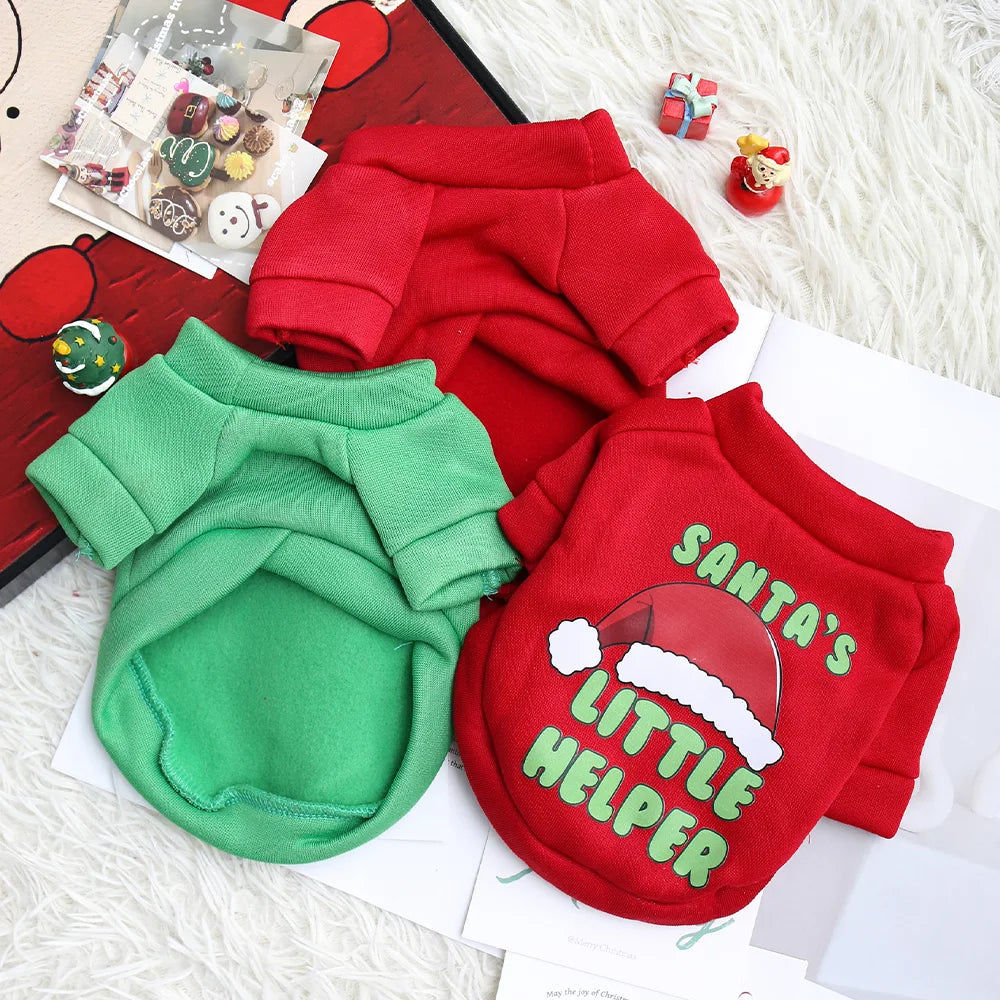 Pull de Noël rouge pour chat motif bonnet du Père Noël | Chic et Chat