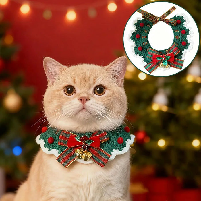 Collarino di Natale all'uncinetto per gatti