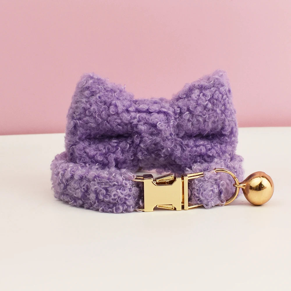 Collier personnalisé effet moumoute lilas avec noeud
