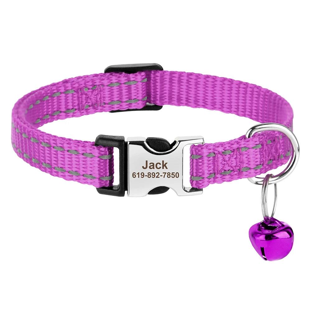 Collar para gato con cierre grabado – Personalización gratuita - Morado | Chic et Chat