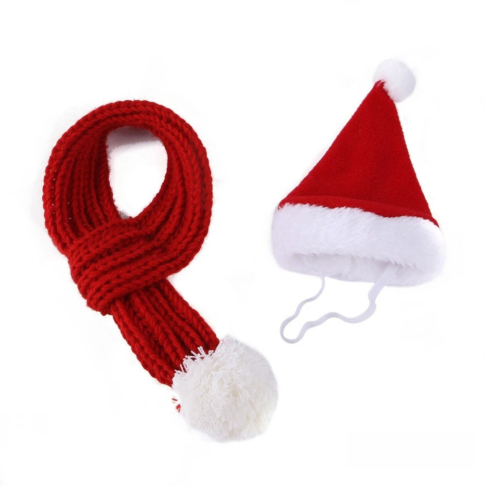 Bonnet de Père Noël pour chat à élastique et écharpe à pompon | Chic et Chat
