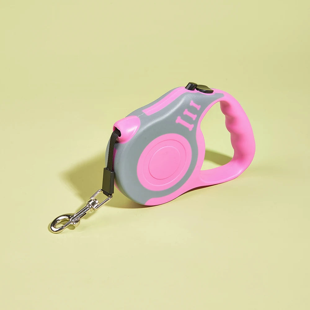Laisse rétractable pour chat rose et gris