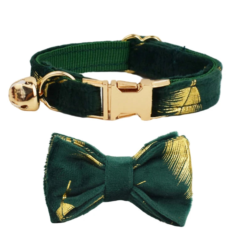Collier de Noël en velours à personnaliser vert sapin avec noeud