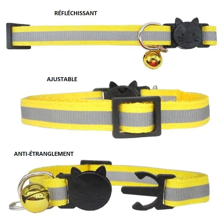 collier ajustable réfléchissant anti étranglement personnalisable | Chic et Chat