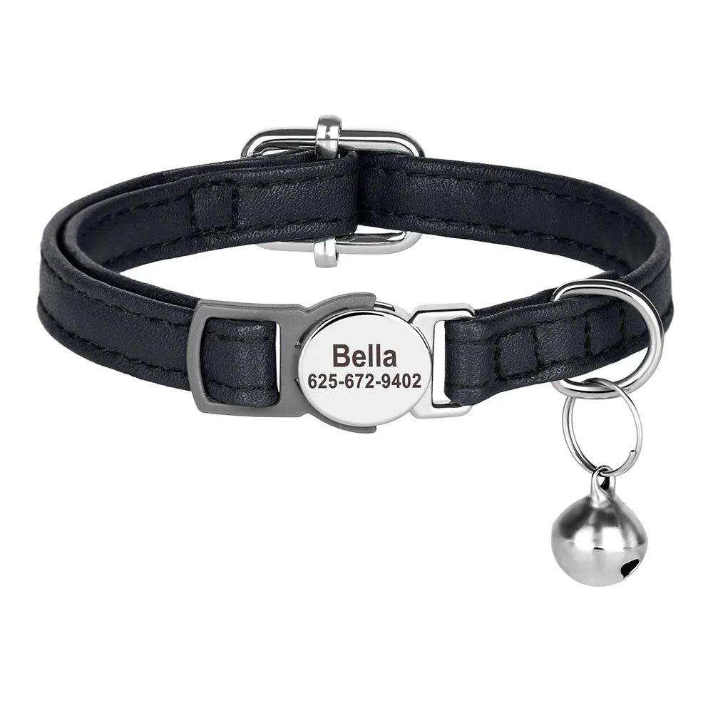 collier en cuir noir pour chat | Chic et Chat