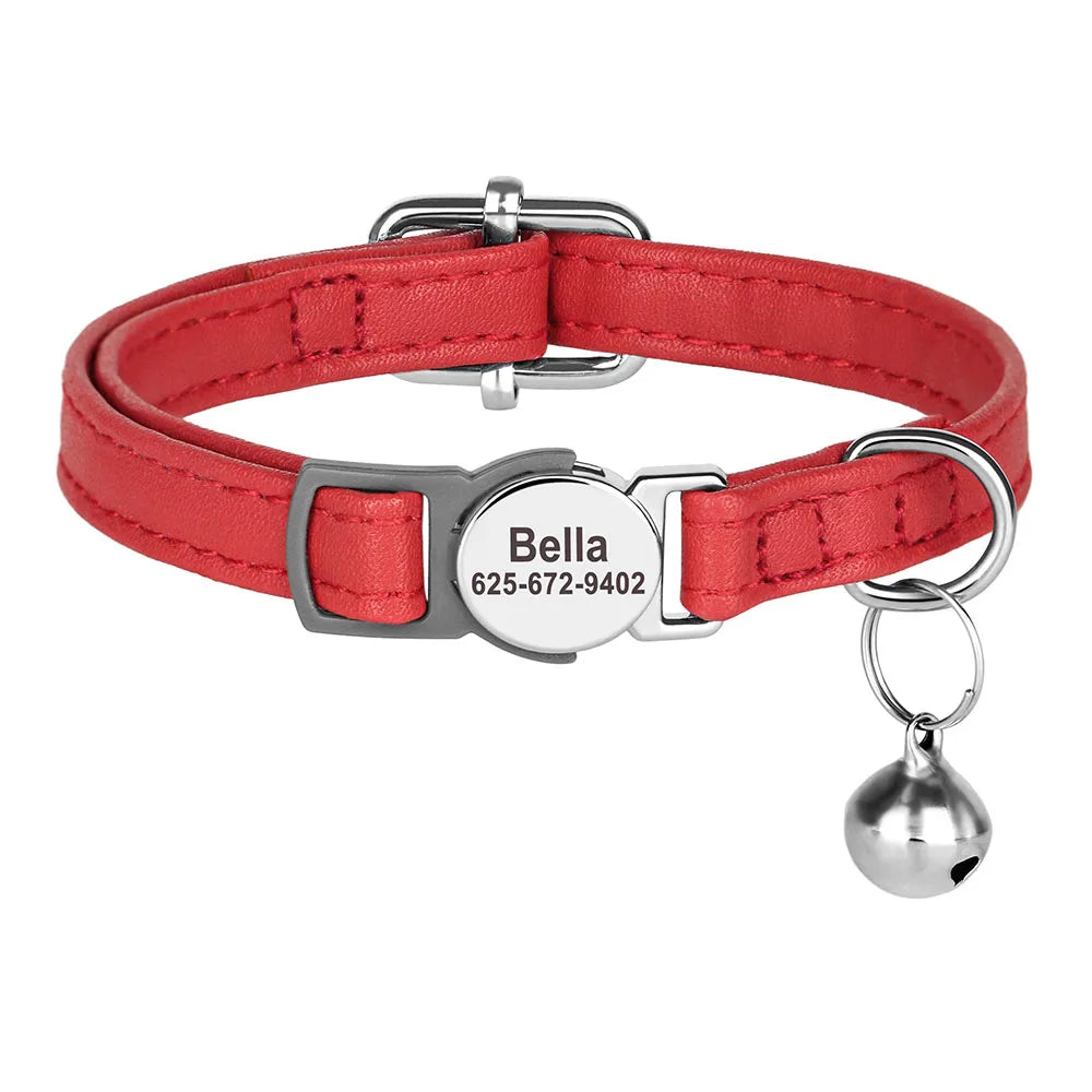 collier en cuir rouge pour chat | Chic et Chat
