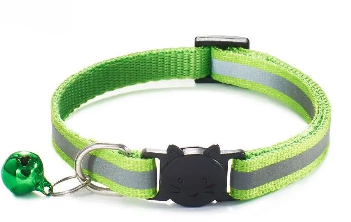 Reflective Cat Collar with Bell - dark green | Chic et Chat