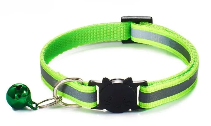 Reflective Cat Collar with Bell - light green | Chic et Chat