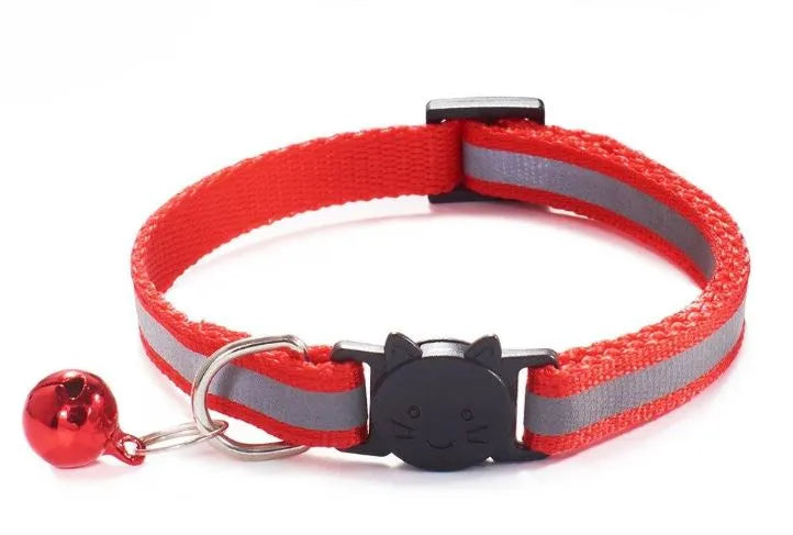 Reflective Cat Collar with Bell - black | Chic et Chat