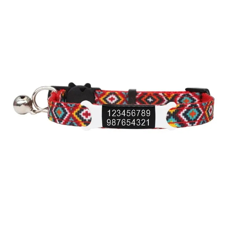 collier ethnique pour chat rouge | Chic et Chat