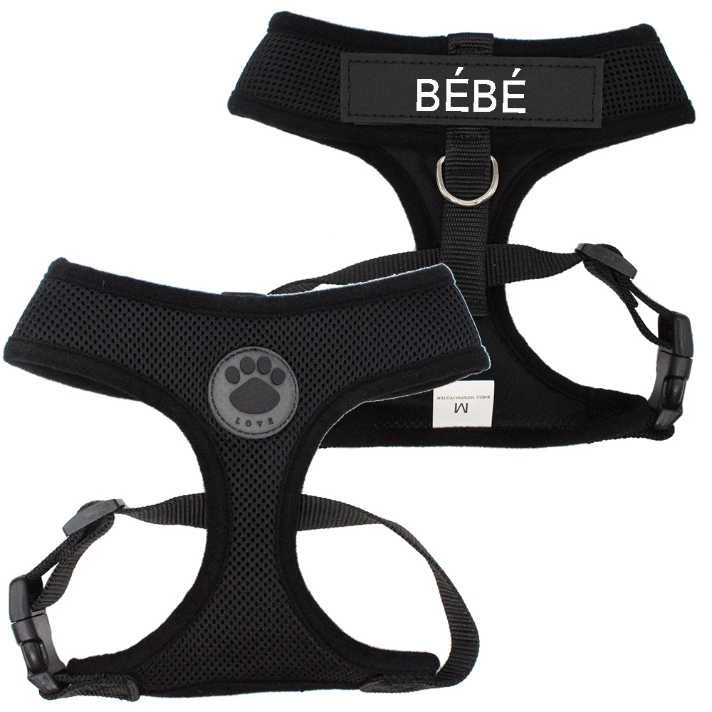 Black personalized cat harness | Chic et Chat