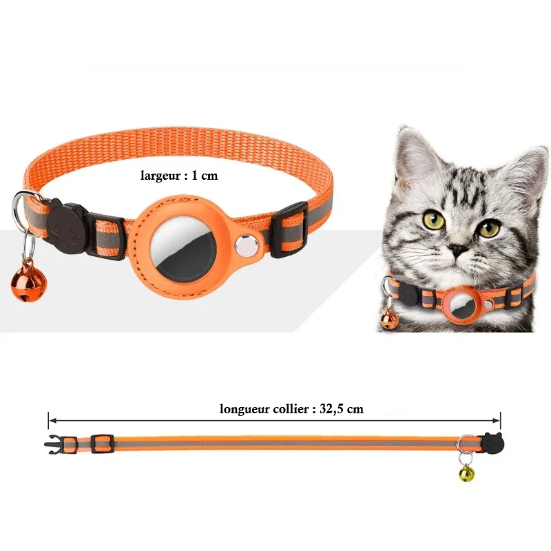 collier airtag orange | Chic et Chat