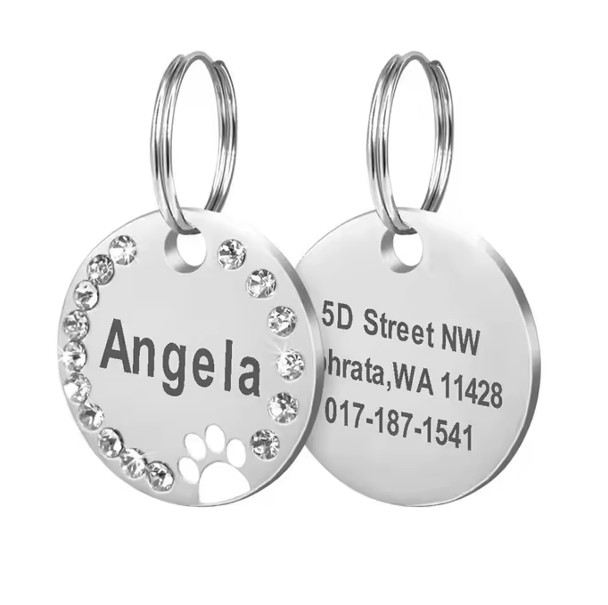 Médaille Brillante Bling Bling Gravée pour Chat - Bleu | Chic et Chat