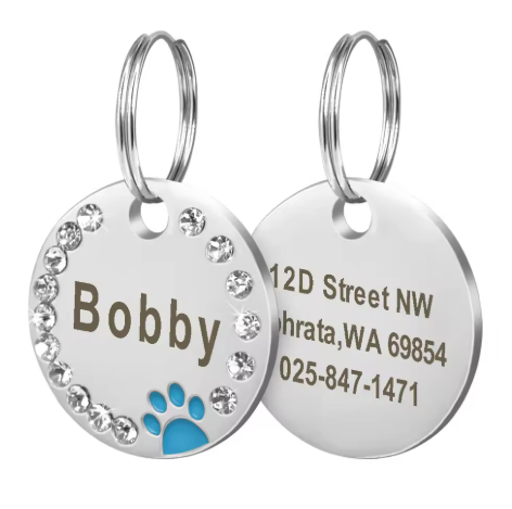 Médaille Brillante Bling Bling Gravée pour Chat - Noir | Chic et Chat