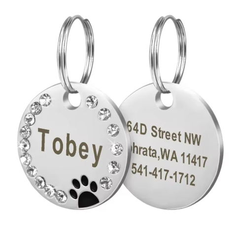 Médaille Brillante Bling Bling Gravée pour Chat | Chic et Chat