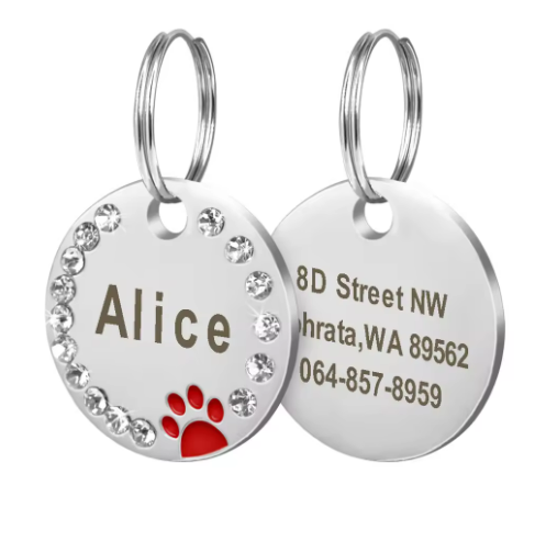 Médaille Brillante Bling Bling Gravée pour Chat | Chic et Chat