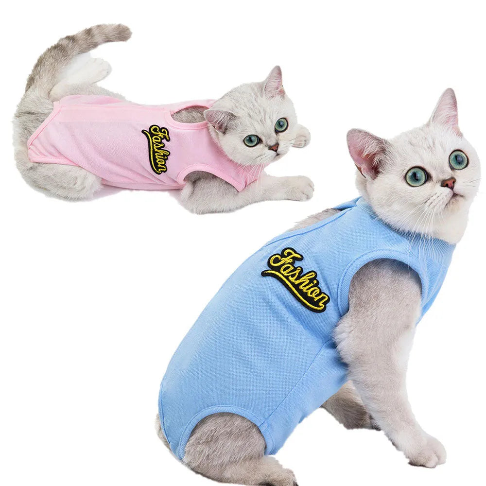 Body postoperatorio para gato - Blanco estampado | Chic et Chat