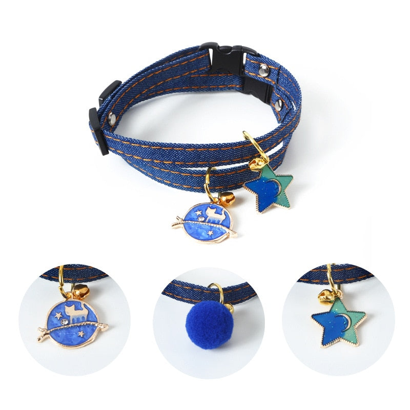 Collier chat nuit jean