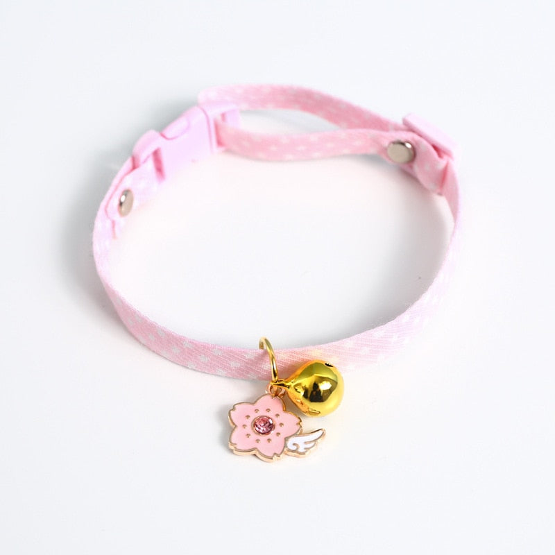 Collier pour chat fleur rose