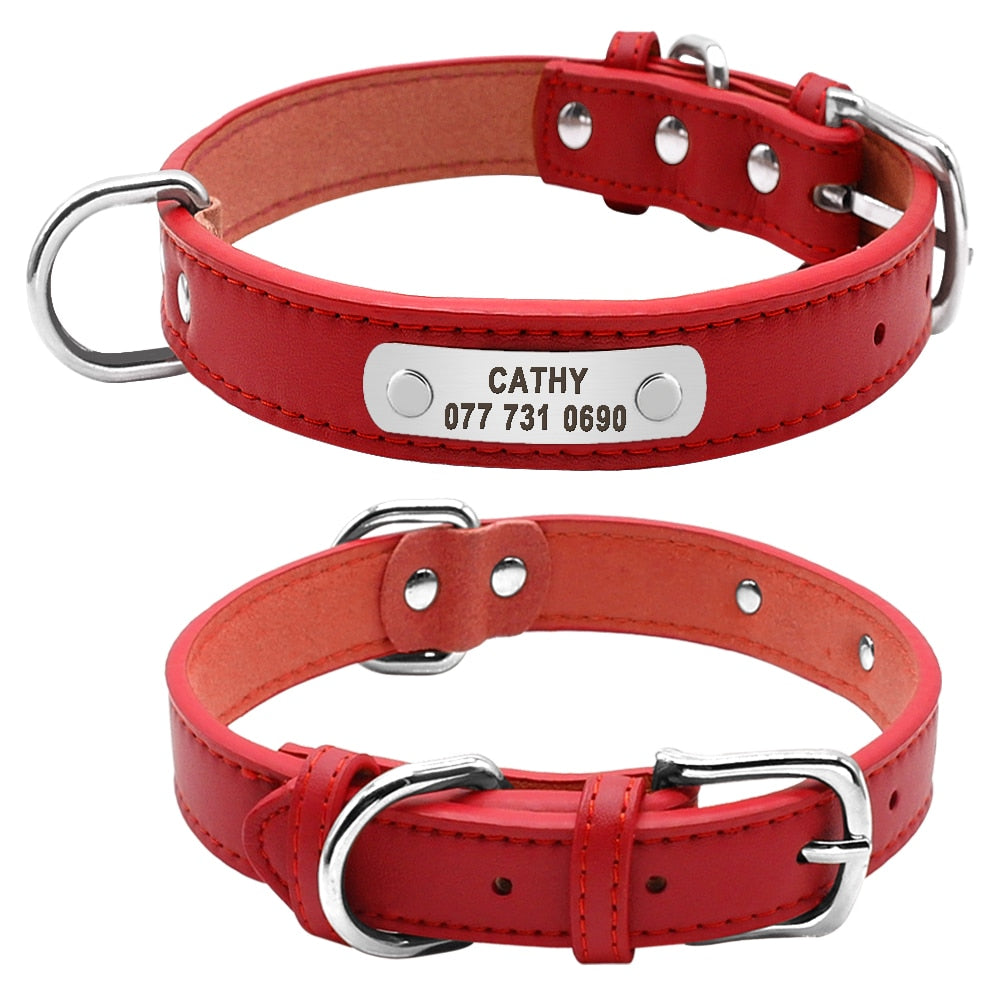 collier personnalisé cuir rouge pour chat