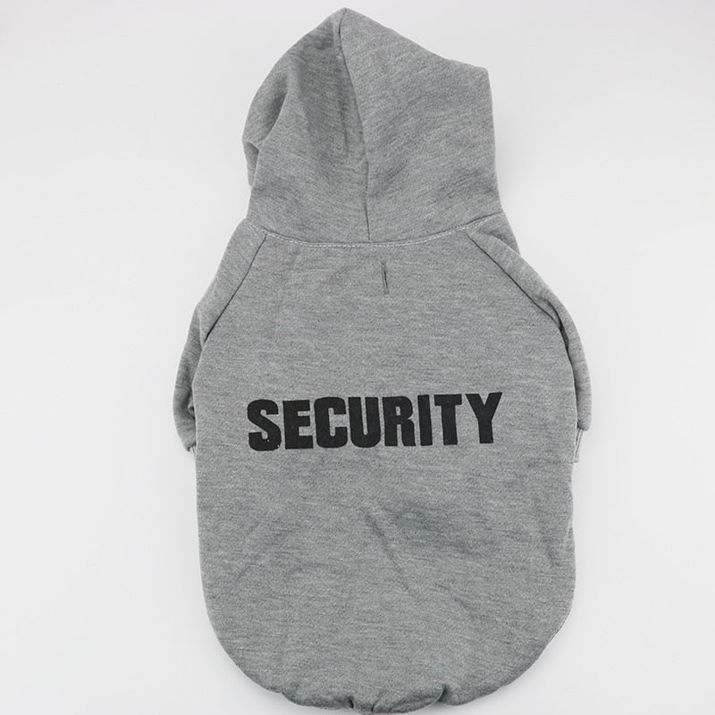 sweat à capuche pour chat security sécurité gris et noir