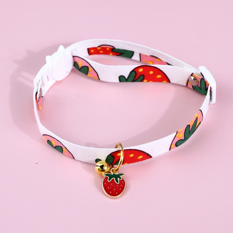 Collier pour chat fraise