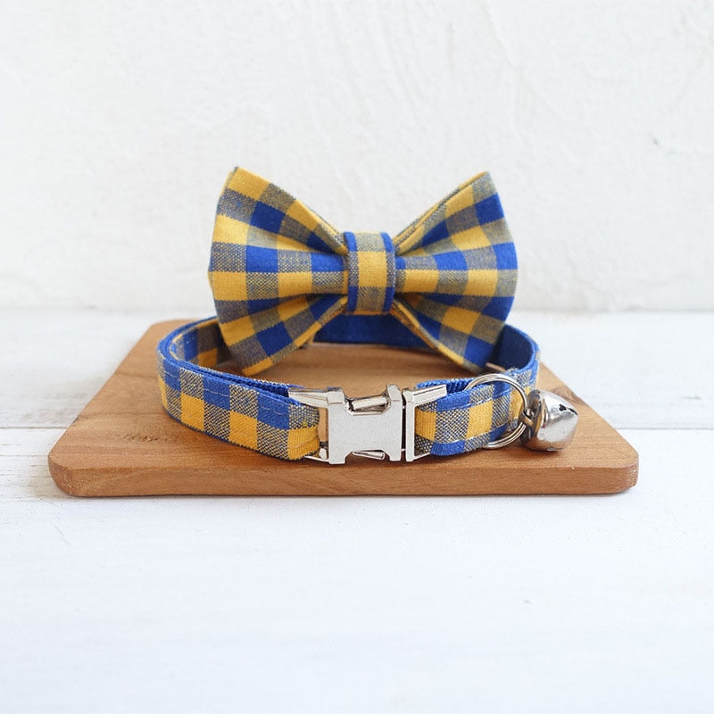 collier de luxe personnalisé bleu jaune noeud papillon