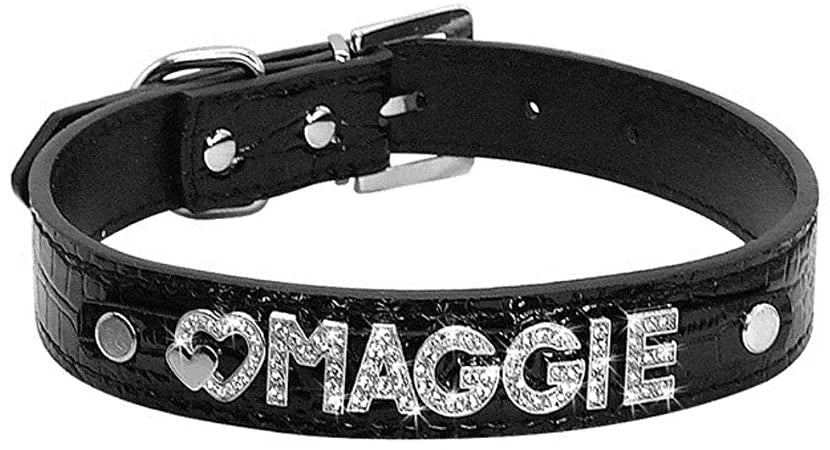 Collier pour chat bling bling noir coeur